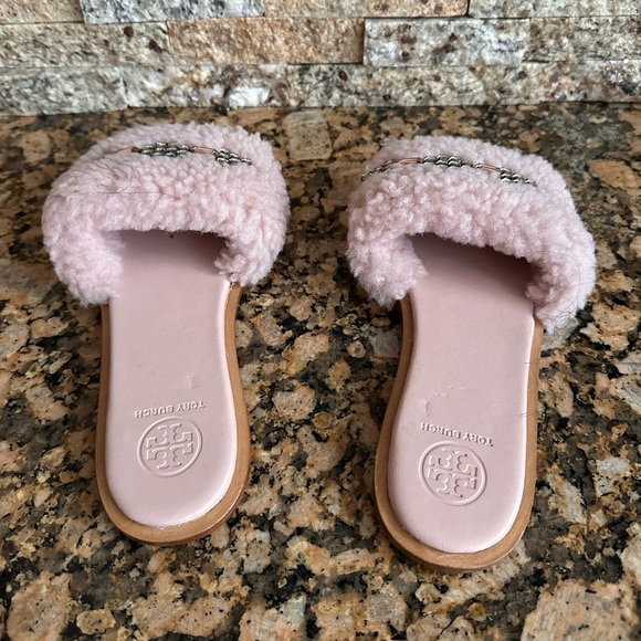 Tory Burch Embellished Genuine Shearling Slide Sandal, Pink - Picture 5 of 7